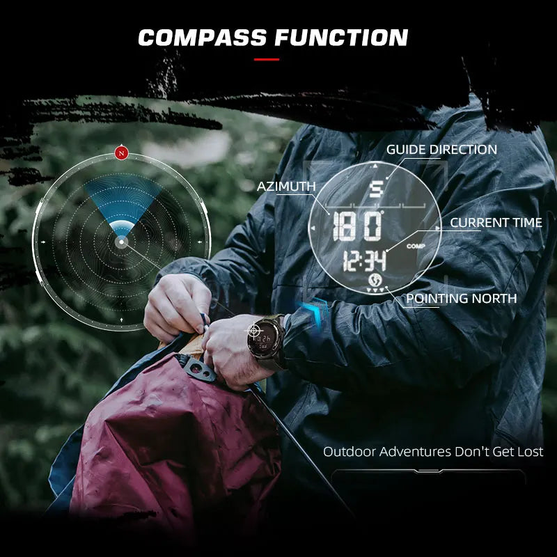 NORTH EDGE ALPS Men's Digital Carbon fiber Watch Shock Militray Sports Super Light Outdoor Compass Waterproof 50M Wristwatches