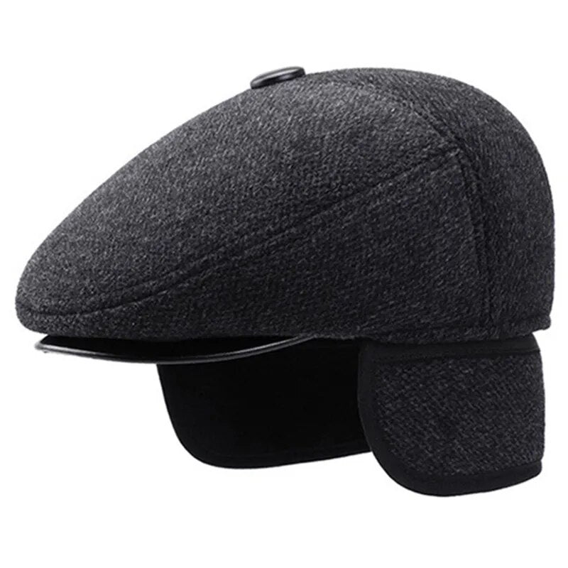 XdanqinX 2022 Winter New Men's Hat Woolen Thick Warm Berets With Earmuffs Male Bone Dad's Hat Trucker Winter Plush Fluff Hats