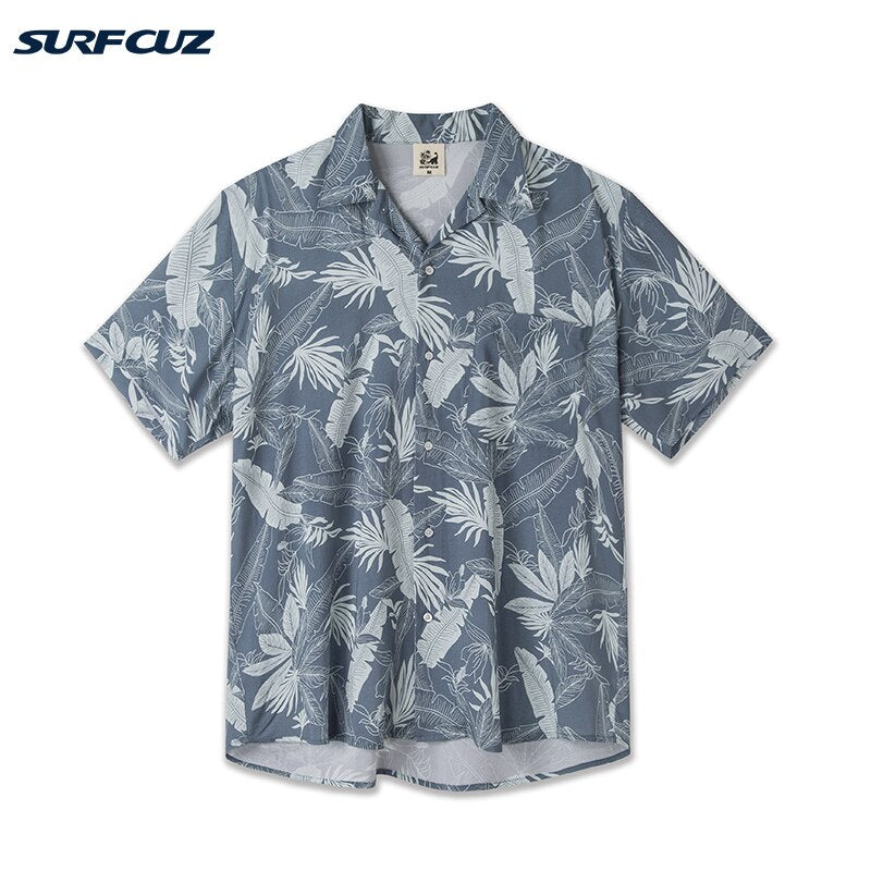 SURFCUZ Hawaiian Shirts For Men Tropical Pink Floral Aloha Shirt Sleeve Floral Loose Oversized Streetwear Men&#39;s Beach Shirts