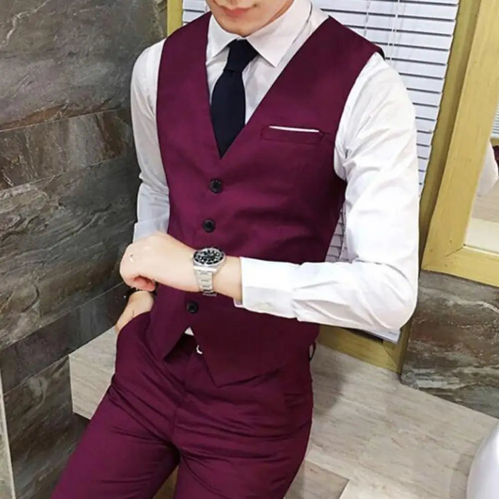 Man Business Vests Suit Single-breasted Slim-fit Non-shrink Polyester 2021 Men Skin-friendly Formal Vest for Business Shirt Hot