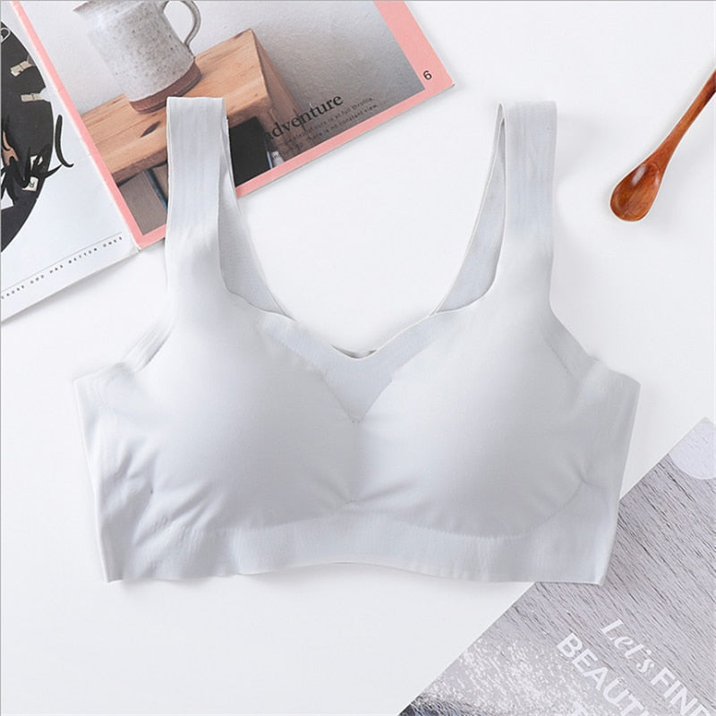 Ice Silk Bra Seamless Vest Bras Women Push Up Underwear Lingerie Sleep Top Padded Bralette Soutien Gorge нижнее белье женское