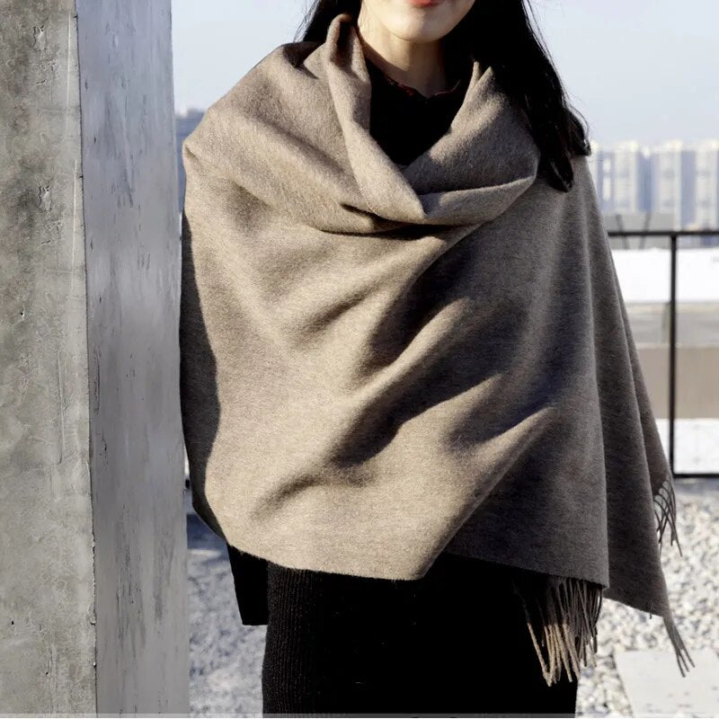 Wool Winter Scarf Women Fashion Shawl Adult Solid Scarves Luxury Autumn Shawls and Wraps  Poncho Scarfs for Ladies Unisex Wrap