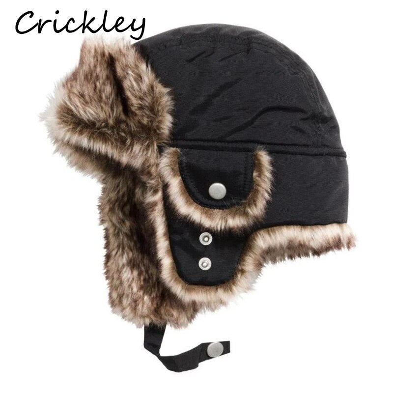 Winter Windproof Thick Warm Children Ushanka Snow Hats Soft Plush Bomber Hats Earflap Russian for Boys Girls Kids Aviator Cap