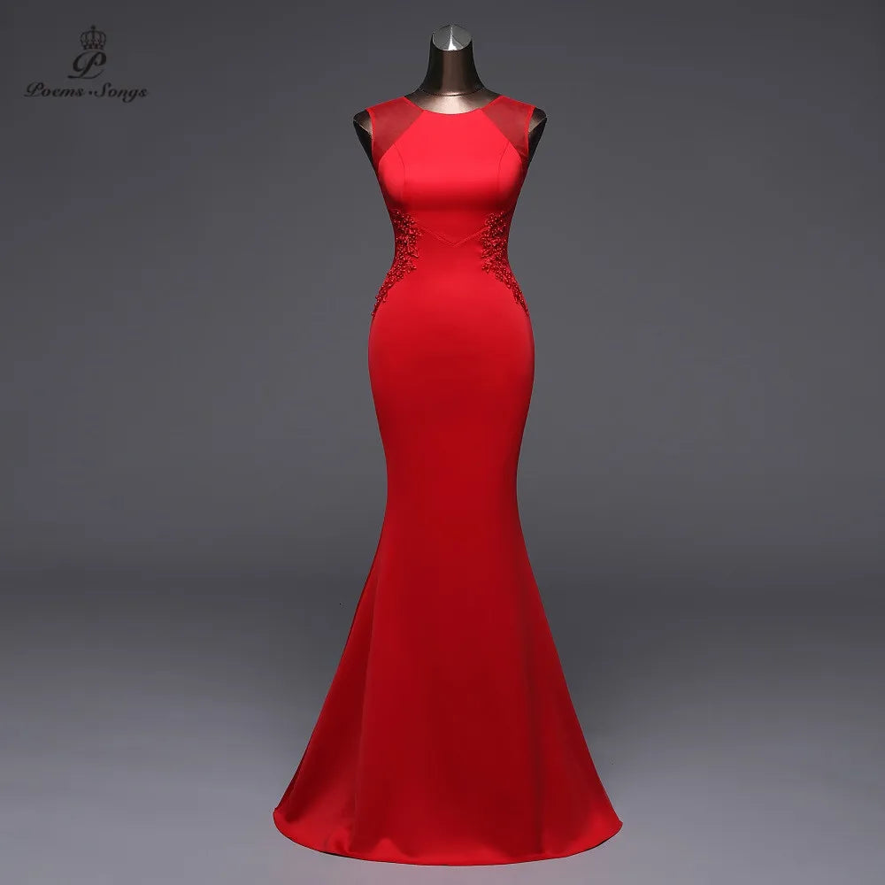 Poems Songs New Simple Mermaid  Evening Dress prom gowns Formal Party dress vestido de festa Elegant Vintage robe longue