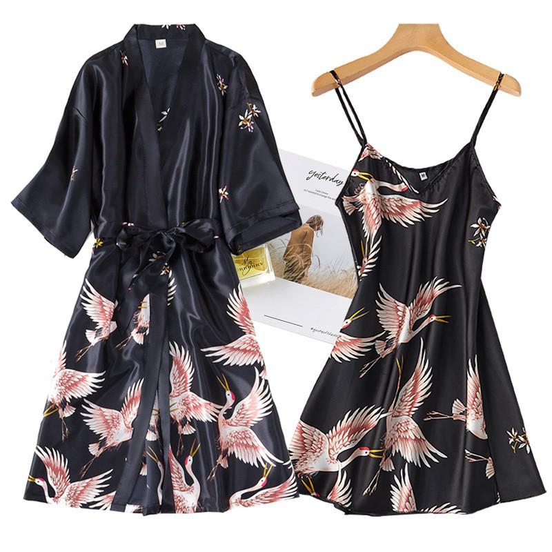 Fashion Women&#39;s Summer Mini Kimono Robe Lady Rayon Bath Gown Yukata Nightgown Sleepwear Sleepshirts Pijama Mujer Size M-XXL