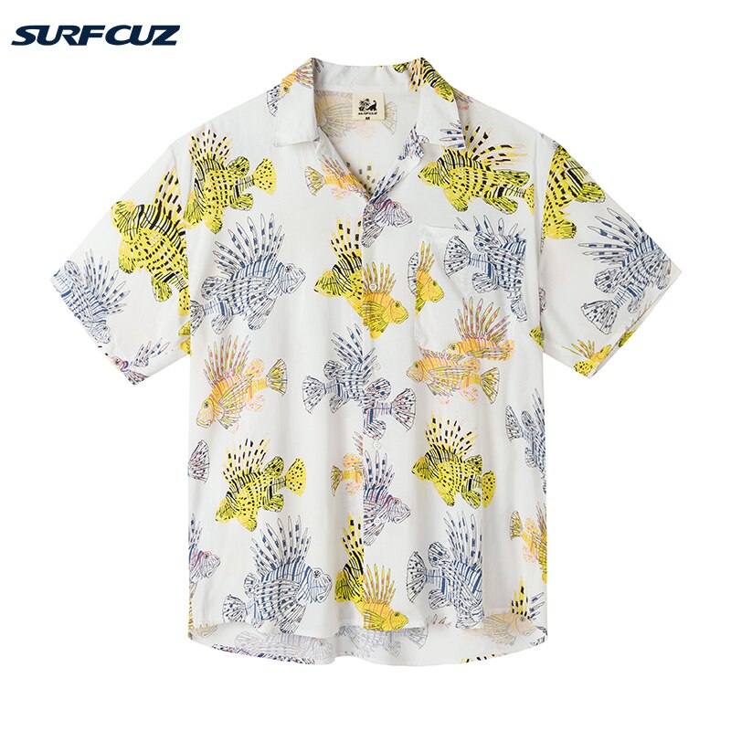 SURFCUZ Hawaiian Shirts For Men Tropical Pink Floral Aloha Shirt Sleeve Floral Loose Oversized Streetwear Men&#39;s Beach Shirts