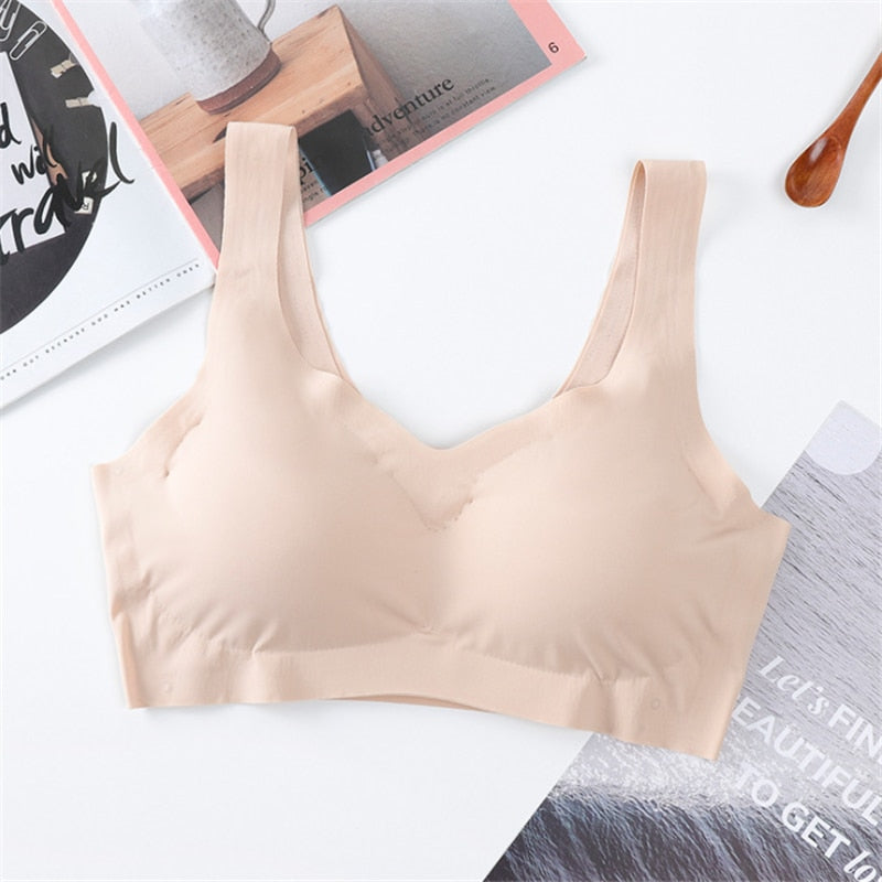 Ice Silk Bra Seamless Vest Bras Women Push Up Underwear Lingerie Sleep Top Padded Bralette Soutien Gorge нижнее белье женское