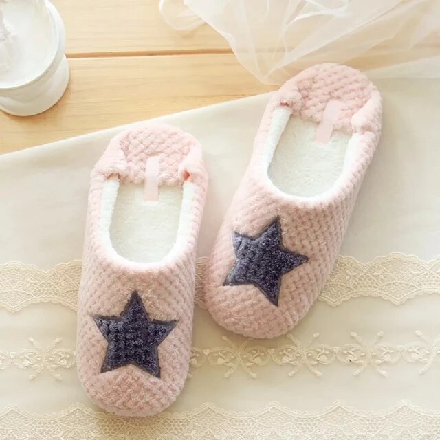 Women Home Slippers Warm Winter Cute Indoor House Shoes Bedroom Room For Guests Adults Girls Ladies Pink Soft Bottom Flats