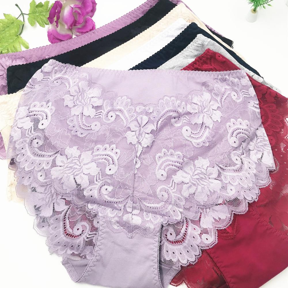 3Pcs/Lot Ropa Interior Femeni Briefs Plus Size 7XL Cotton Cutout Lace Lingeries  Intimates Women&#39;s Panties Underwears