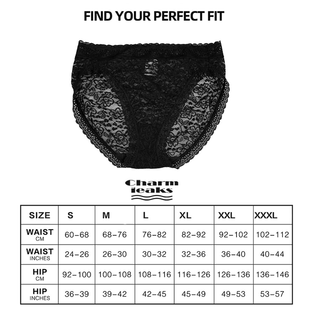 Charmleaks Women&#39;s Fashion Cozy Lace High-waist 1PCS Panties Skin-friendly Soft Lingerie Tempting Fat Size High Quality Briefs