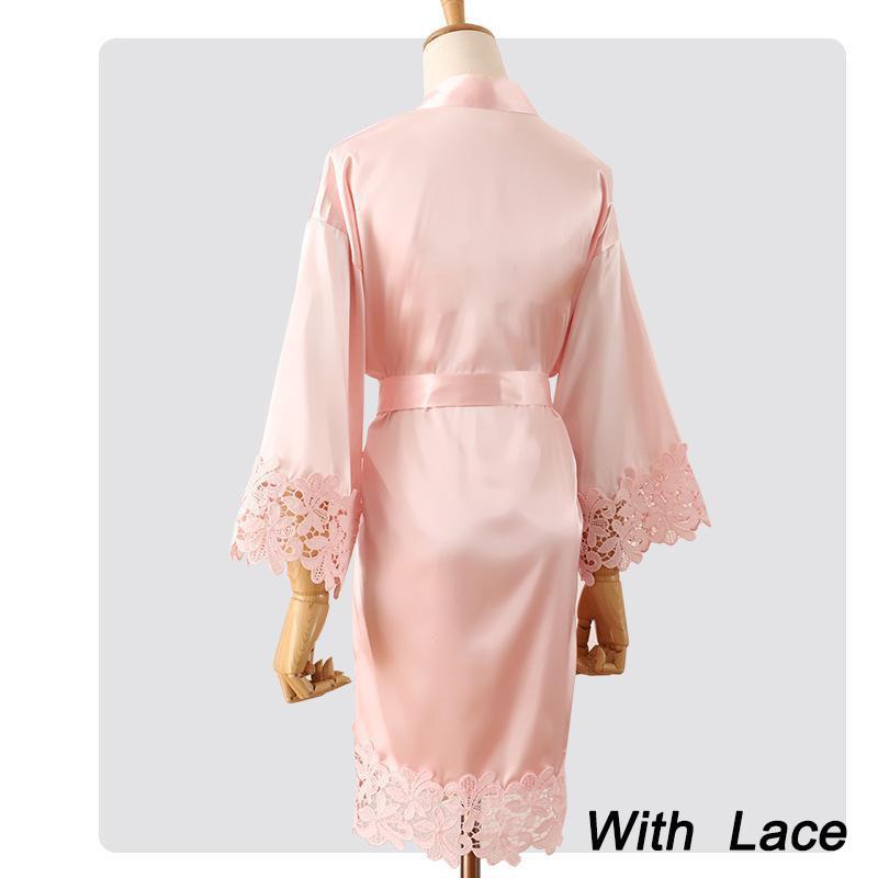 Summer Lace Sleepwear Bride&amp;Bridemaid Wedding Robe Gown Solid Embroidery Kimono Bathrobe Women Casual Home Night Dress M L Xl