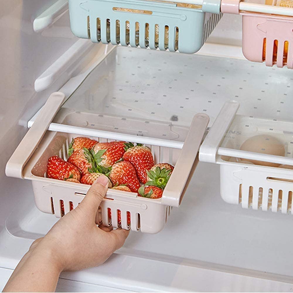 Fridge Organizer Storage Organizer Fridge Food Storage Shelf Adjustable Pull-Out Drawer Basket Storage Rack Kitchen Accessories