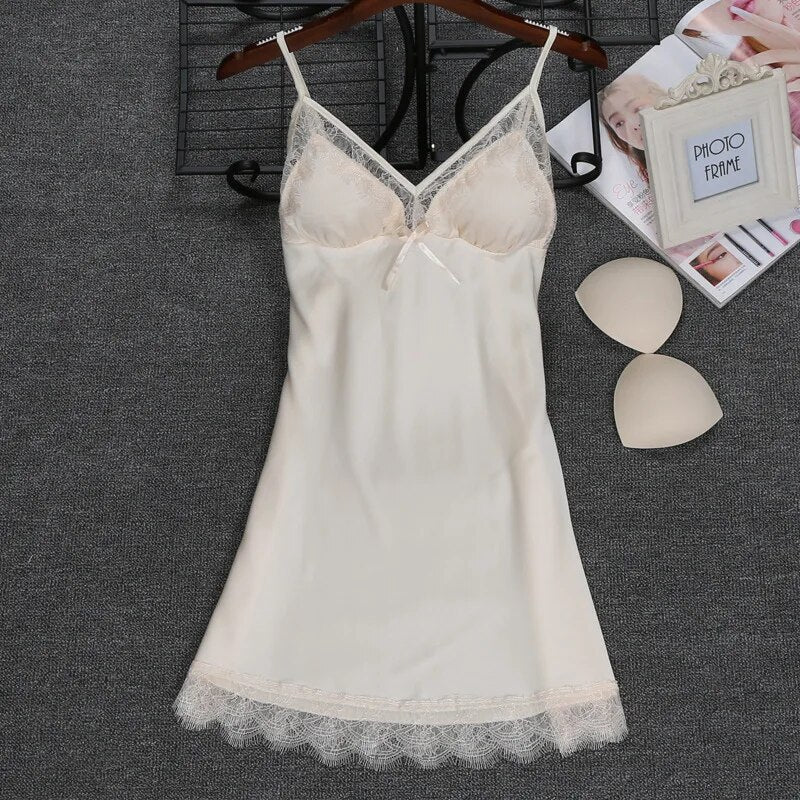 2020 NEW Sexy Strap Nightdress Summer Womens Sleepwear Casual Faux Silk Nightgown Home Wear Nightwear Bath Gown Size M-XXL