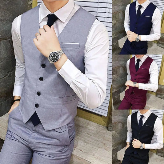 Man Business Vests Suit Single-breasted Slim-fit Non-shrink Polyester 2021 Men Skin-friendly Formal Vest for Business Shirt Hot