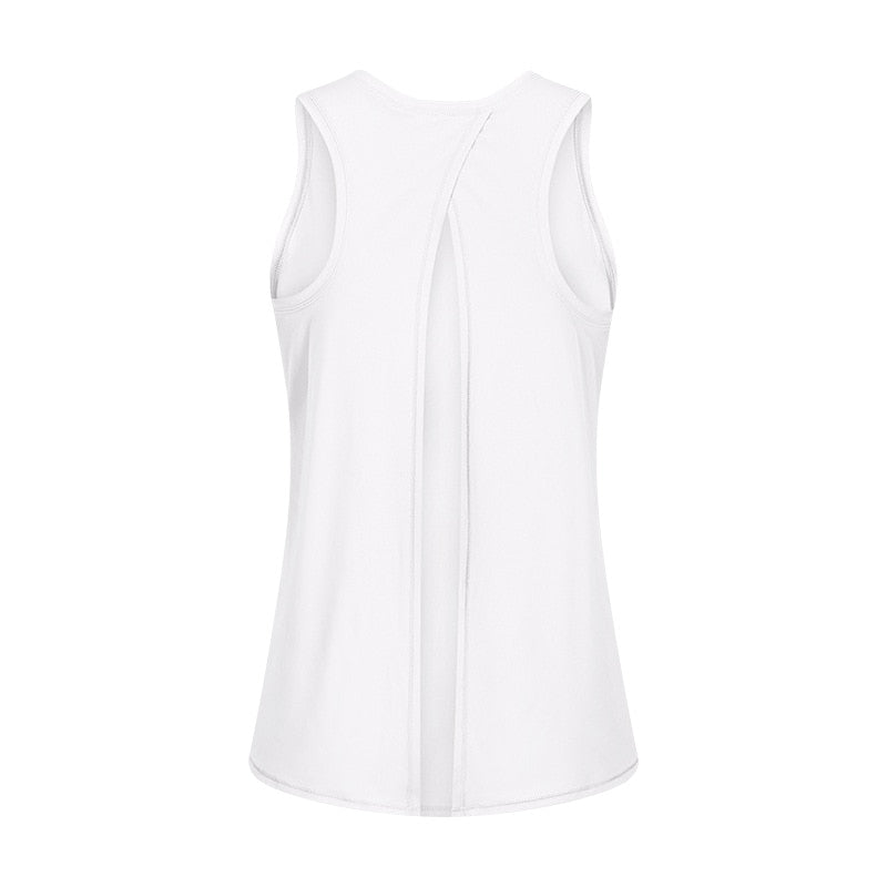 SHINBENE Naked-Feel Athletic Yoga Vest Women Back Open Plain Sport Fitness Tank Tops Loose Fit Nylon Jogger Workout Vest XS-XL