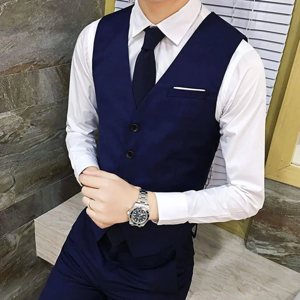 Man Business Vests Suit Single-breasted Slim-fit Non-shrink Polyester 2021 Men Skin-friendly Formal Vest for Business Shirt Hot