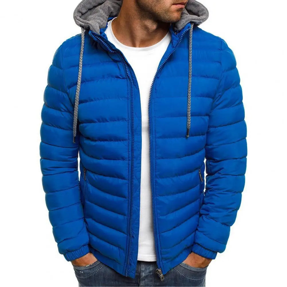 Men Winter Parkas Fashion Solid Hooded Cotton Coat Jacket Casual Warm Clothes Mens Overcoat Streetwear Puffer Jacket Plus Size