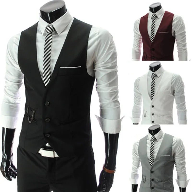 2022 New Arrival Dress Vests For Men Slim Fit Mens Suit Vest Male Waistcoat Gilet Homme Casual Sleeveless Formal Business Jacket