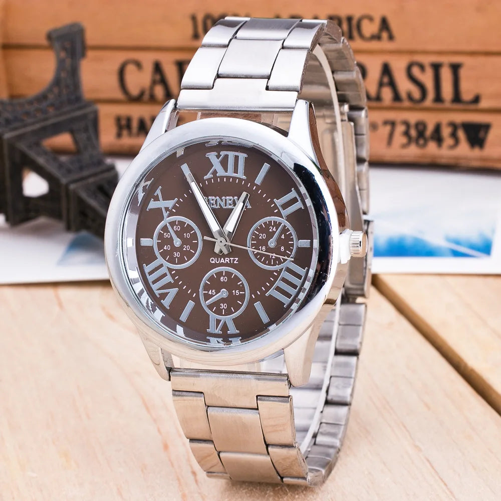 2023 New Brand 3 Eyes Gold Geneva Casual Quartz Watch Women Stainless Steel Dress Watches Relogio Feminino Ladies Clock Hot Sale