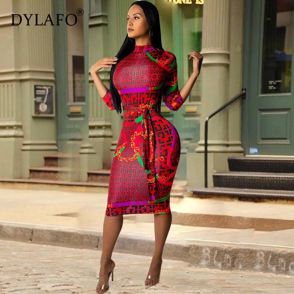 Fashionable Sexy Bodycon Bandage Women Dress Half Sleeve Summer Sexy dresses party night club dress 2019 Plaid Print Dress