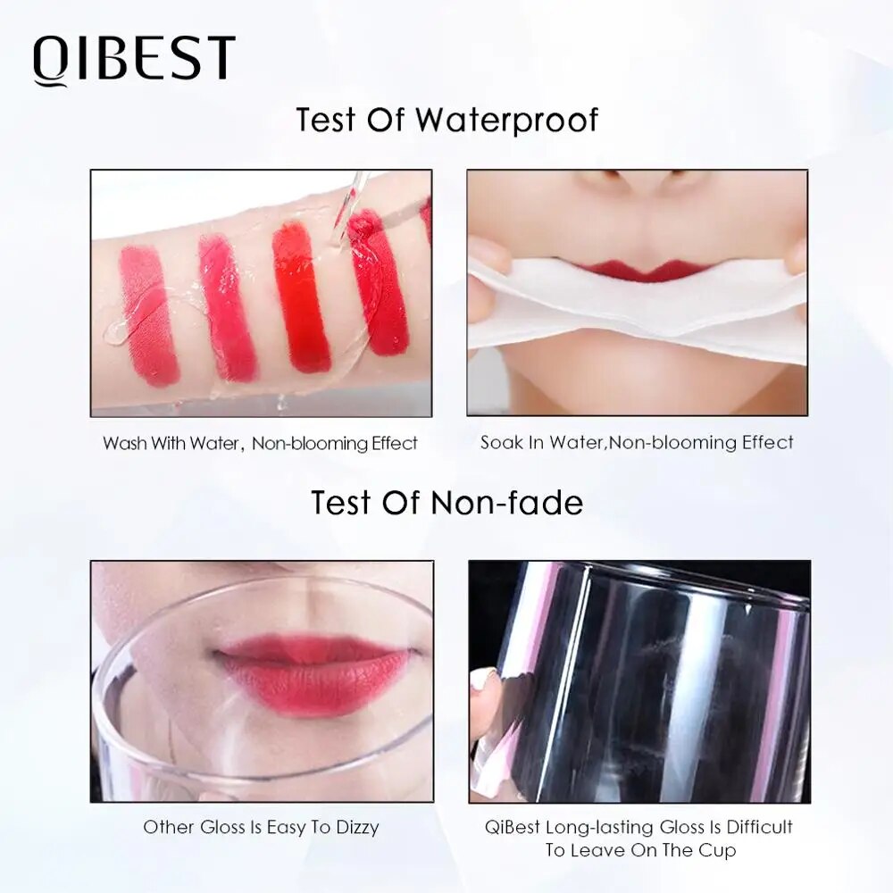 QIBEST Liquid Lipstick Waterproof Lip Gloss 34 Colors Matte Lipstick Long lasting Lipgloss Cosmetics Lips Makeup Nude Maquiagem