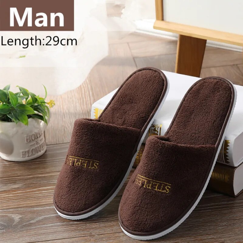 5 Pairs/Lot Winter Slippers Men Women Kids Disposable Hotel Slippers Home Slides Travel Sandals Hospitality Guest Footwear Shoes