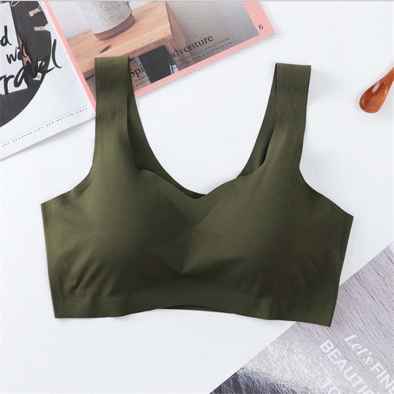 Ice Silk Bra Seamless Vest Bras Women Push Up Underwear Lingerie Sleep Top Padded Bralette Soutien Gorge нижнее белье женское