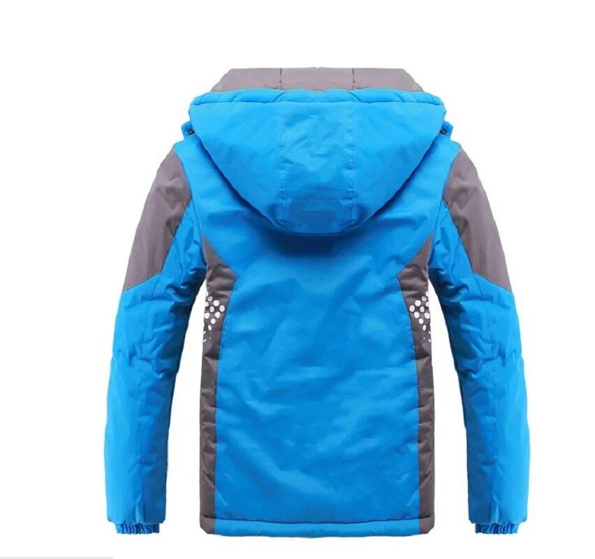 Winter Warm Fleece Padded Thick Child Coat Waterproof Contrast Detachable Hood Zipper Girls Boys Jackets Kids Outfits 3-12 Years