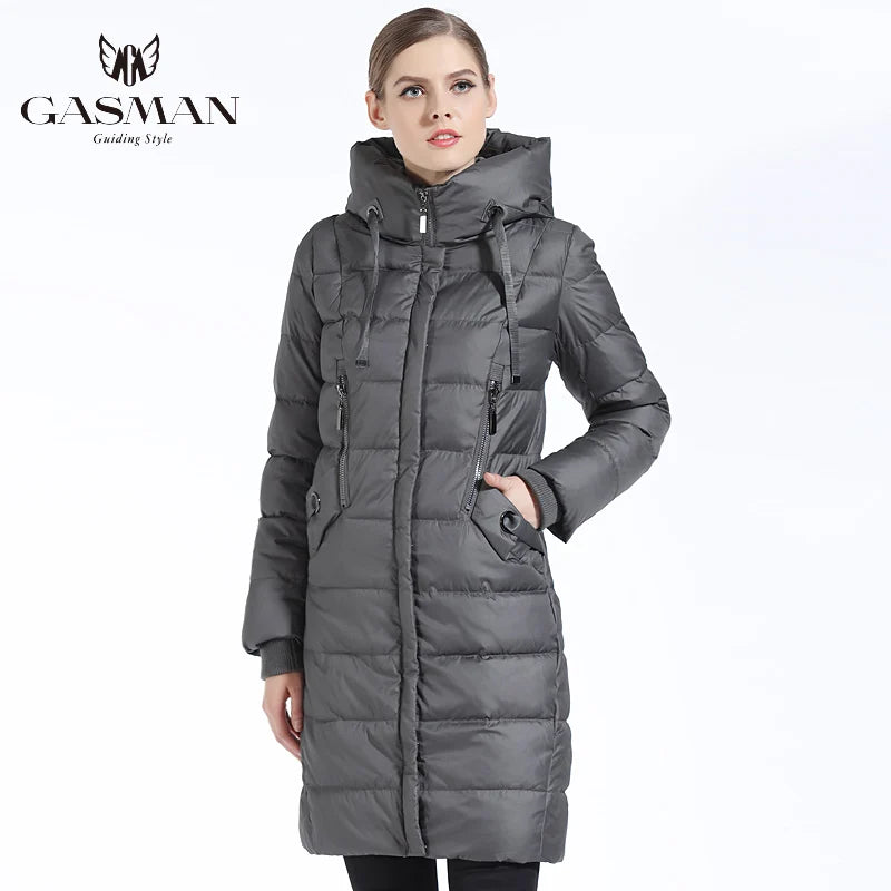 GASMAN 2022 Thick Women Bio Down Jacket Brand Long Winter Coat Women Hooded Warm Parka Fashion Jacket New Female Collection 1827