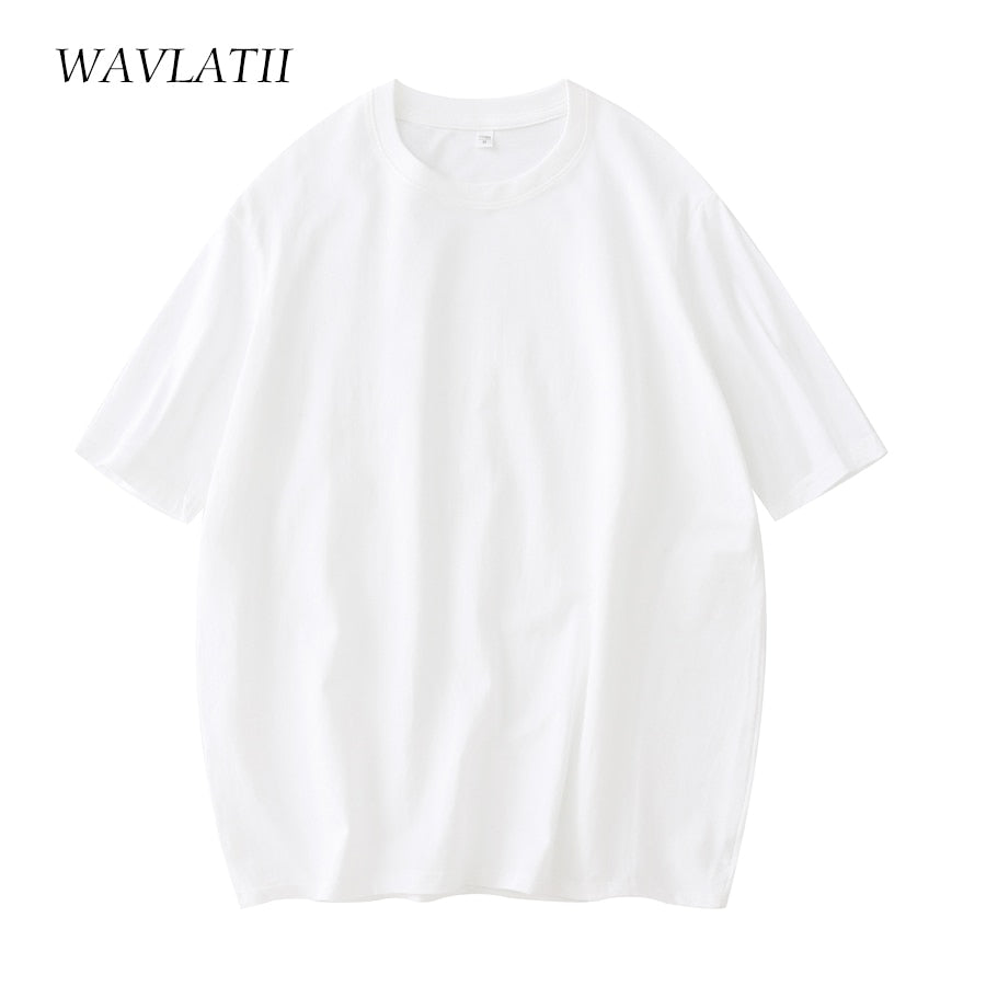 WAVLATII Women New Cotton T shirts Female Soft White Black Tees Lady Plus Size Basic Tops for Summer WT2102