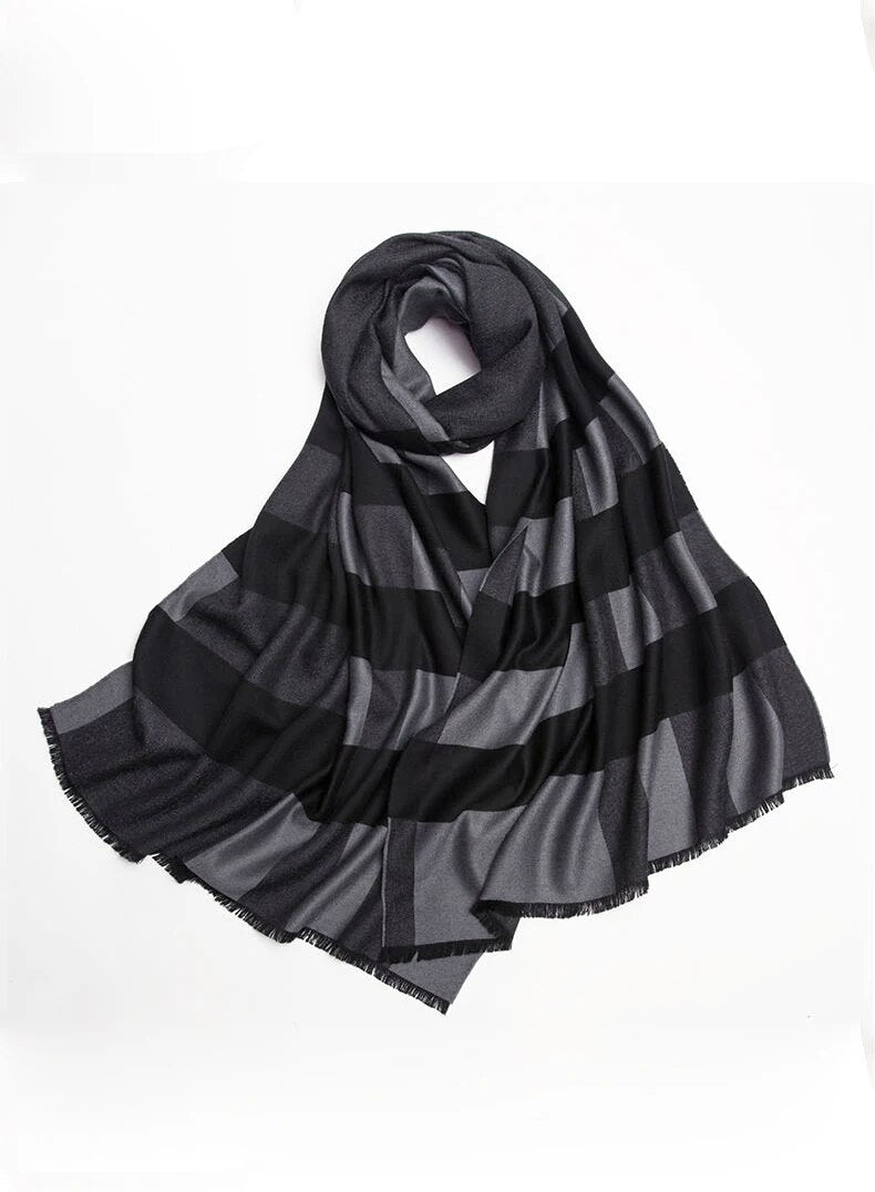 2023 Wool Plaid Scarf for Women Cashmere Pashmina Winter Warm Shawl Female Plaid Poncho Ladies Thick Tassel Scarves