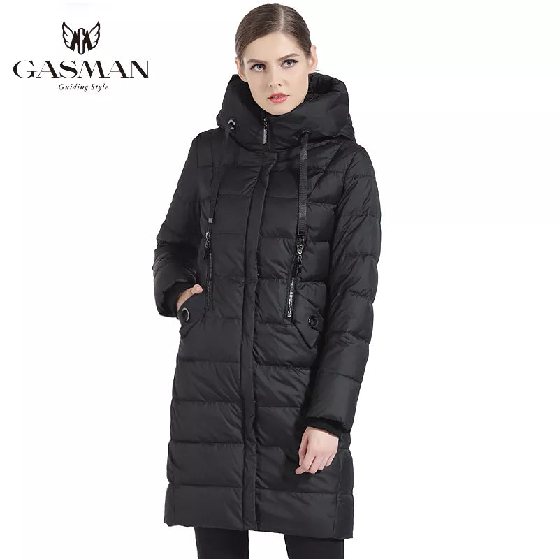 GASMAN 2022 Thick Women Bio Down Jacket Brand Long Winter Coat Women Hooded Warm Parka Fashion Jacket New Female Collection 1827