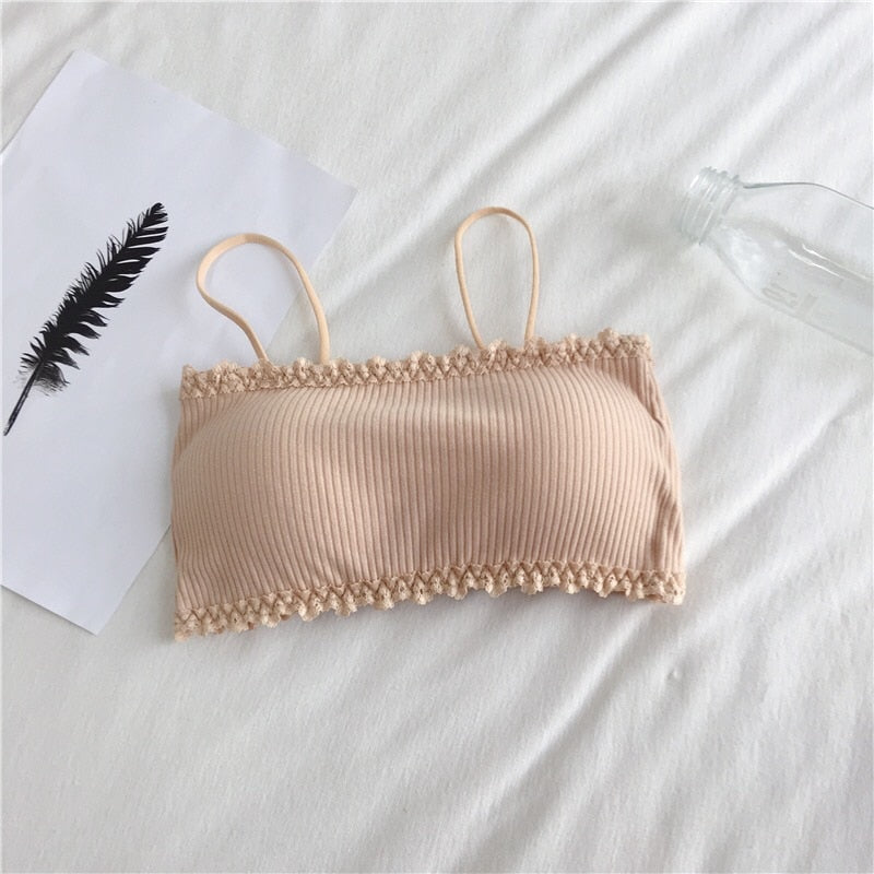 Women&#39;s Cotton Bra Female Tube Top Bra Women&#39;s Suspender Underwear Beautiful Tank Top Seamless Comfort Bra Sport Bra Lace Tops