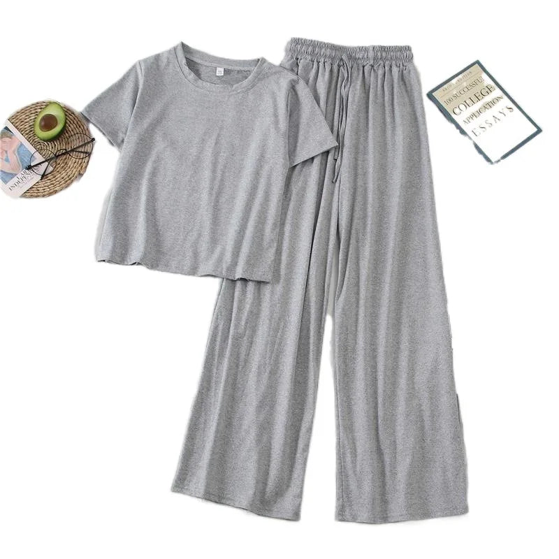 Fanceey 2 Pieces Cotton Sleepwear Women Pajama Sets Loose Nightsuit Plain Sailor Moon Women&#39;s Nightie Casual Suit Home Clothes