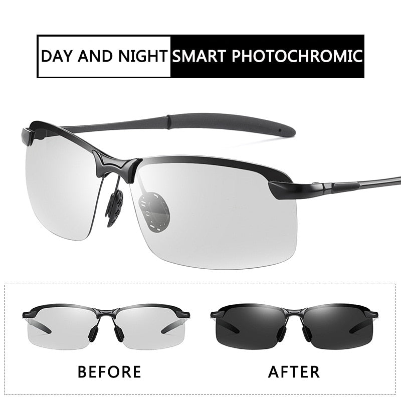 Photochromic Sunglasses Men Polarized Chameleon Glasses Male Change Color Sun Glasses Day Night Vision Driving Eyewear uv400