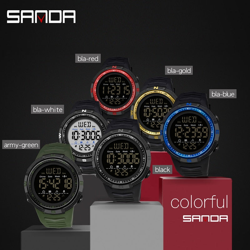 Military Sport Watch Mens Clock Fashion Brand SANDA Digital Wristwatch Shockproof Countdown Watches Waterproof Hour Bracelet