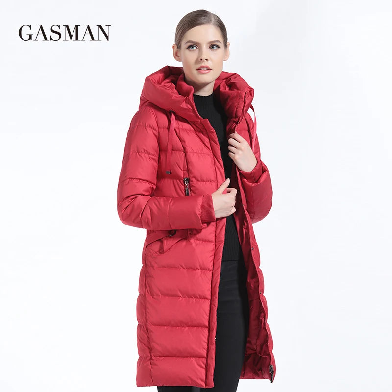 GASMAN 2022 Thick Women Bio Down Jacket Brand Long Winter Coat Women Hooded Warm Parka Fashion Jacket New Female Collection 1827