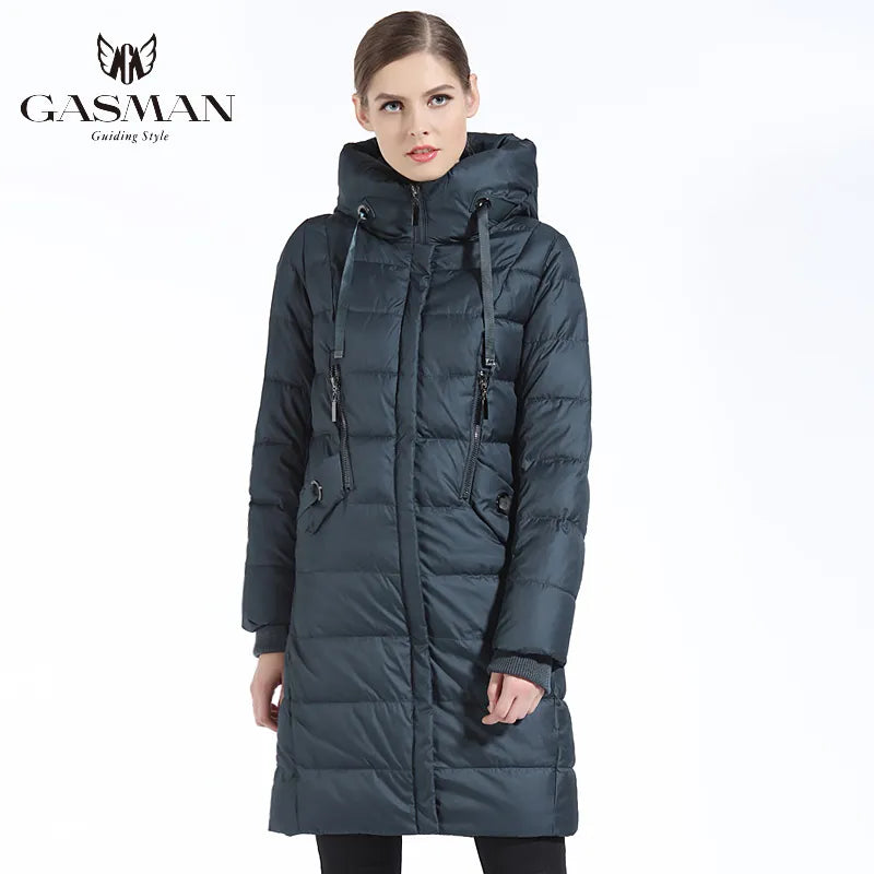 GASMAN 2022 Thick Women Bio Down Jacket Brand Long Winter Coat Women Hooded Warm Parka Fashion Jacket New Female Collection 1827