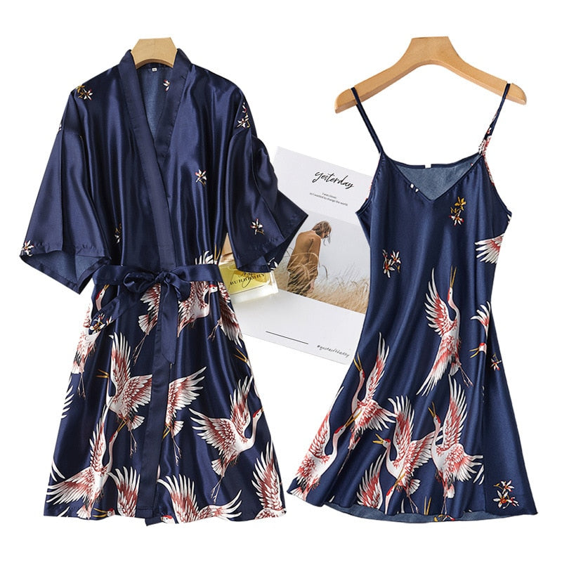 Fashion Women&#39;s Summer Mini Kimono Robe Lady Rayon Bath Gown Yukata Nightgown Sleepwear Sleepshirts Pijama Mujer Size M-XXL