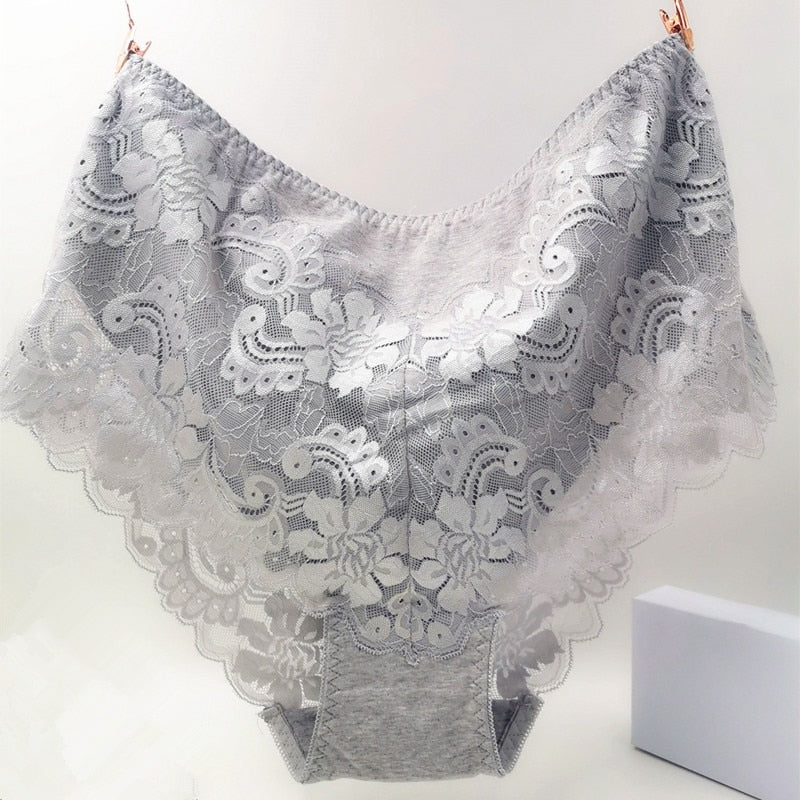 3Pcs/Lot Ropa Interior Femeni Briefs Plus Size 7XL Cotton Cutout Lace Lingeries  Intimates Women&#39;s Panties Underwears