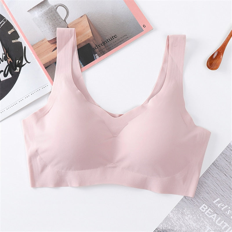 Ice Silk Bra Seamless Vest Bras Women Push Up Underwear Lingerie Sleep Top Padded Bralette Soutien Gorge нижнее белье женское