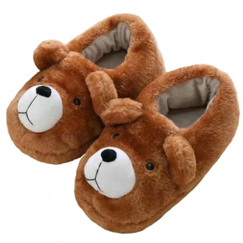 Cartoon Winter Bear Slippers Warm Plush Shoes Home Indoor Bedroom Slipper Ladies Shoes Boy/Girl