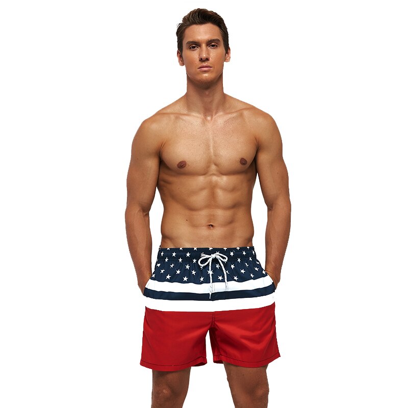 Men&#39;s Beach Quick-Drying Shorts With Zipper Pockets And Mesh Lining Swimming Shorts Summer Bathing Beach Surfing Swimming Shorts