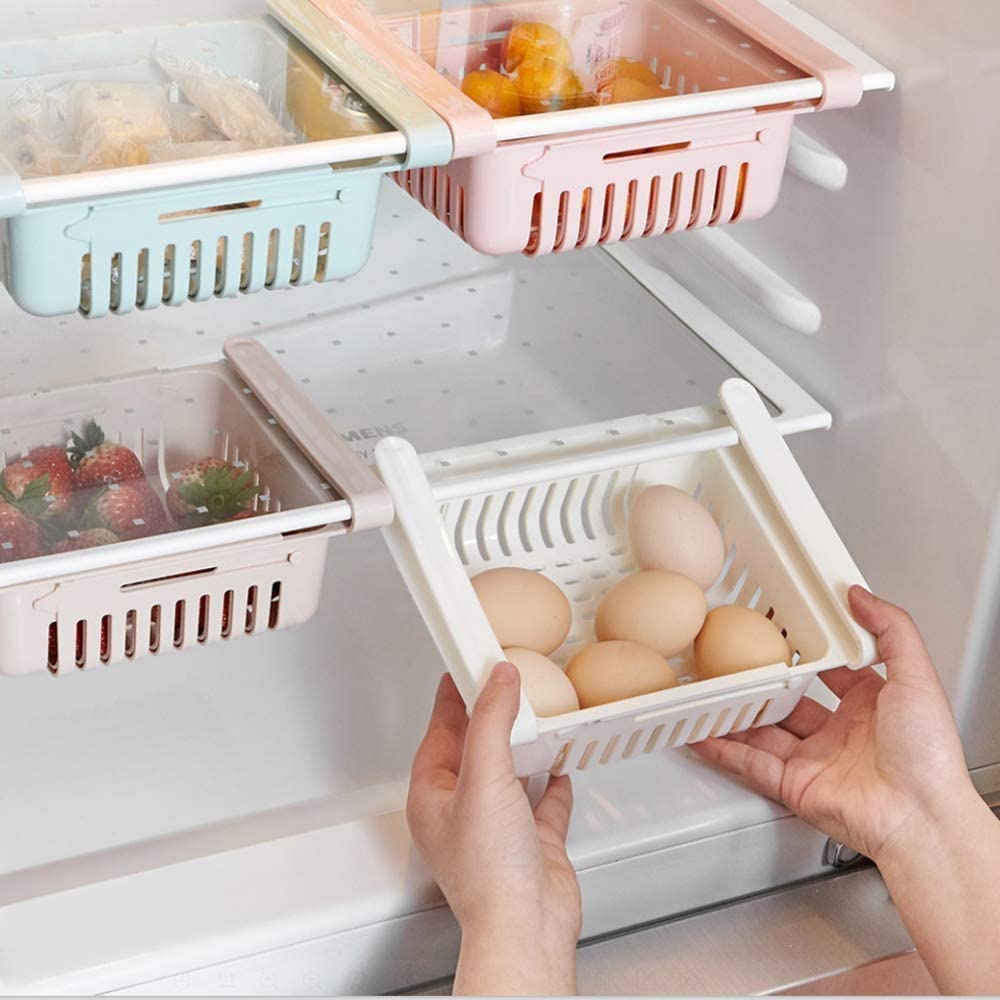 Fridge Organizer Storage Organizer Fridge Food Storage Shelf Adjustable Pull-Out Drawer Basket Storage Rack Kitchen Accessories