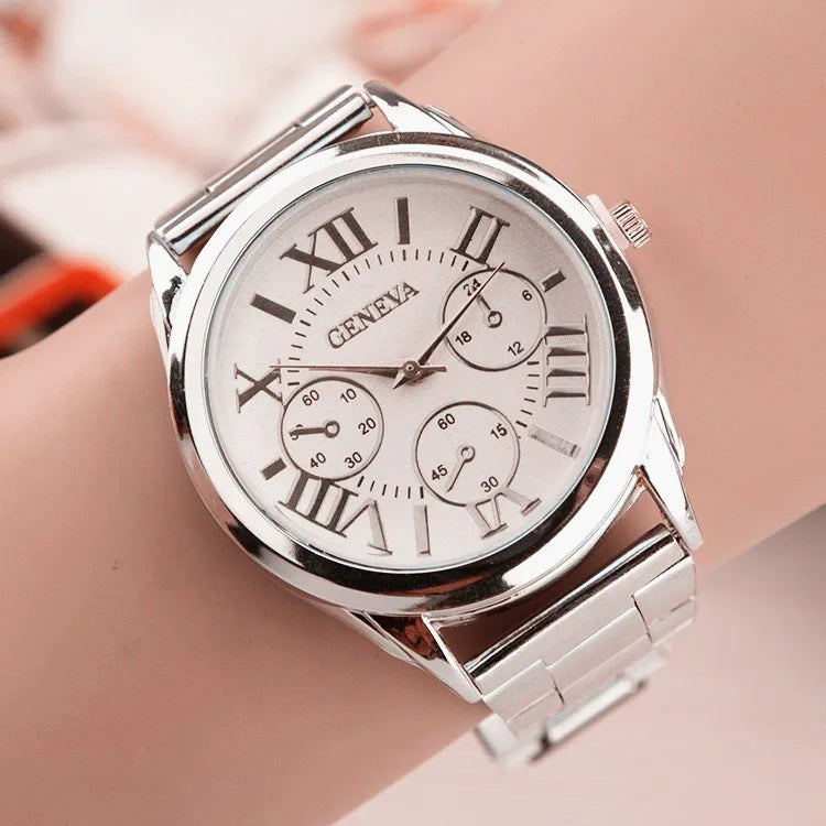 2023 New Brand 3 Eyes Gold Geneva Casual Quartz Watch Women Stainless Steel Dress Watches Relogio Feminino Ladies Clock Hot Sale