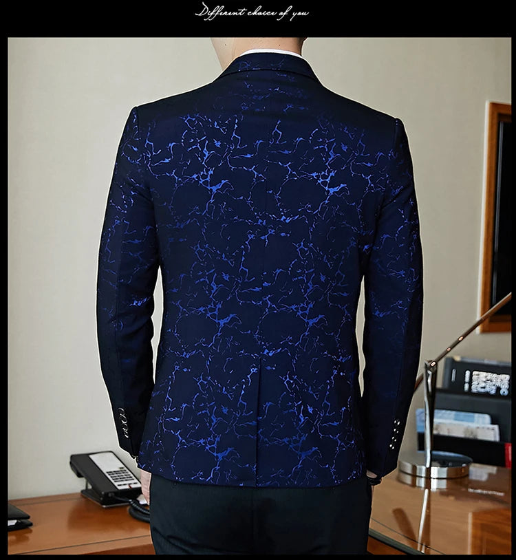 Luxury banquet party suit jacket evening dress fashion jacquard casual business jacket Slim men's wedding jacket men's clothing