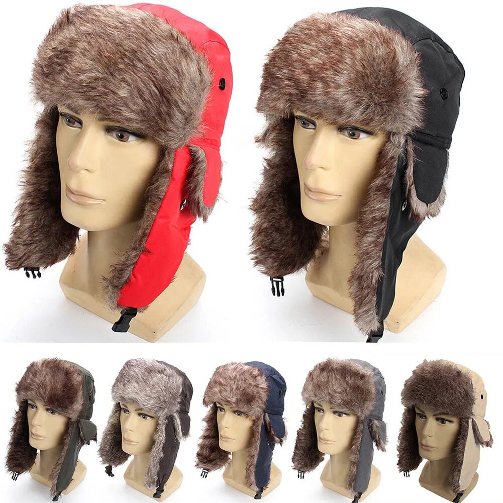 Winter Hat Keep Warm Unisex Winter Trapper Aviator Trooper Earflap 2022 Russian Ski Hat Fur Faux Fur Fashionable Hats