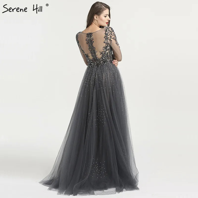 Serene Hill Green Sexy Mermaid  With Train Crystal Beaded Luxury Arabic Evening Dress Gowns For Woman Wedding Party 2023 LA6571