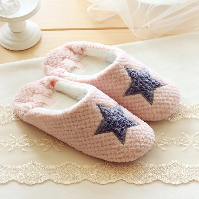 Women Home Slippers Warm Winter Cute Indoor House Shoes Bedroom Room For Guests Adults Girls Ladies Pink Soft Bottom Flats