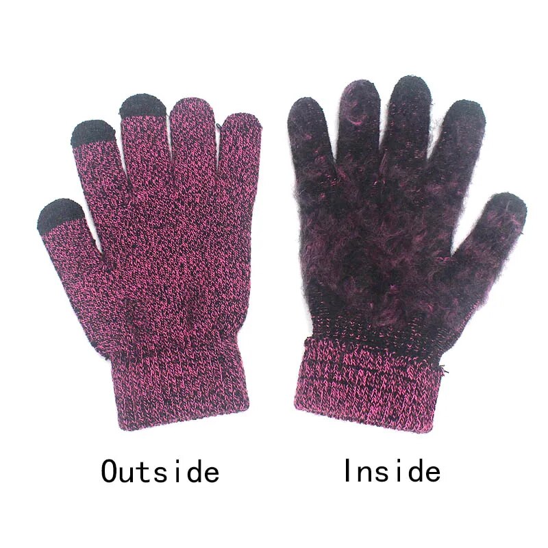 New Knitted Winter Hat Scarf Gloves Set Women Thick Touch Screen Glove Beanies Ring Scarf Female For Girls Gift